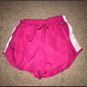 Pink & black short gym shorts.